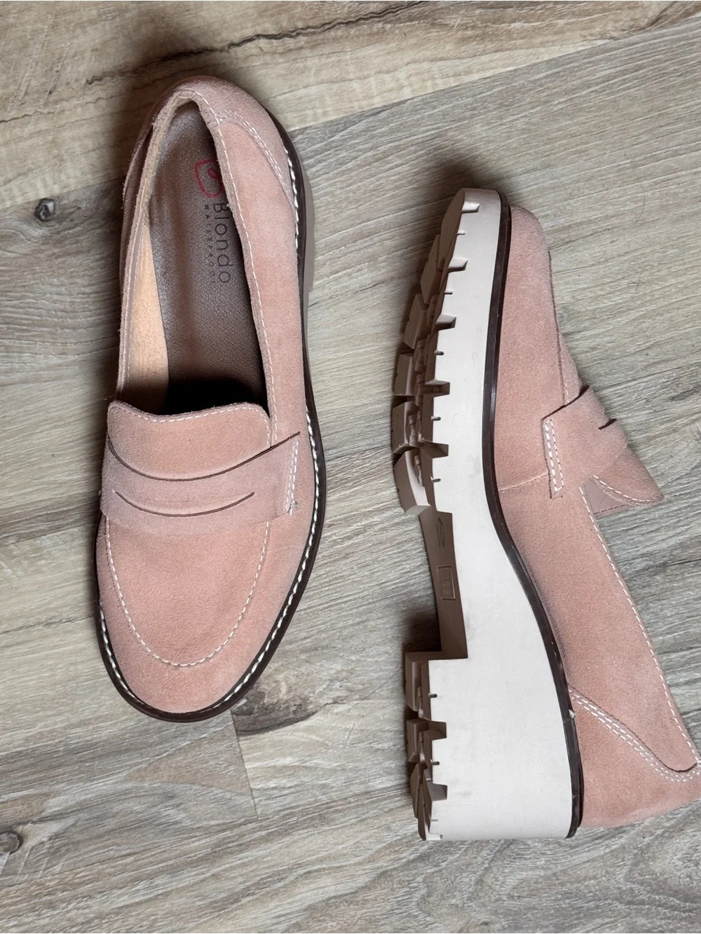 Blondo Dusty Pink Suede Platform Penny Loafers